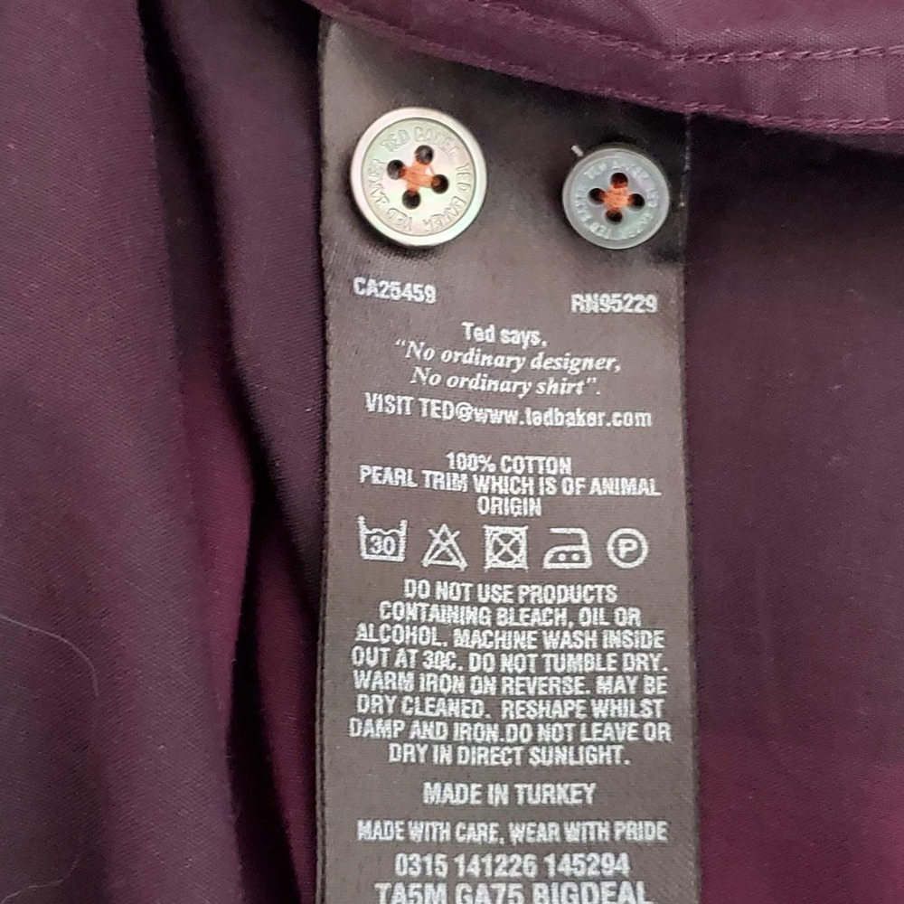 Ted Baker Purple Color Block Button Front Shirt L - image 5